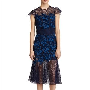 Navy & Royal Blue Mosaic Lace Midi Dress by Sea NY